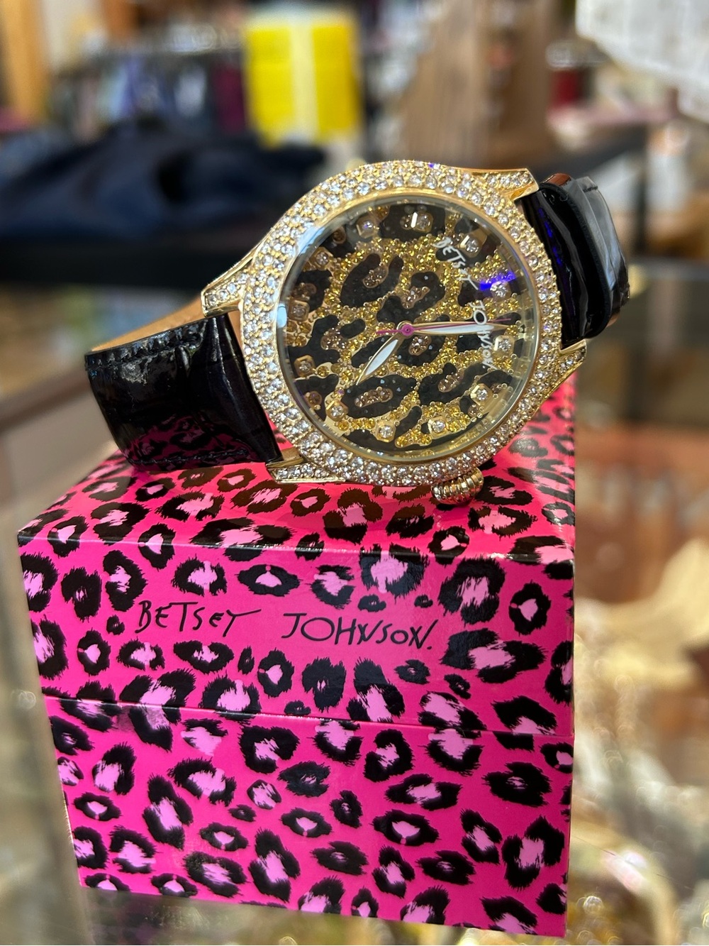 Betsey Johnson Leopard Rhinestone Watch - Picture 6 of 12